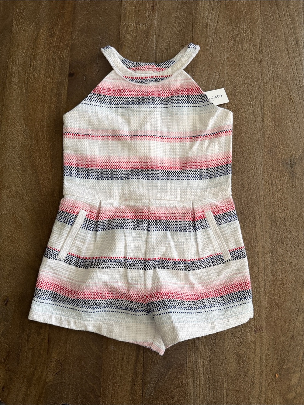 Janie and Jack Girls Textured Striped Romper Playsuit Size 6 New with tags L51